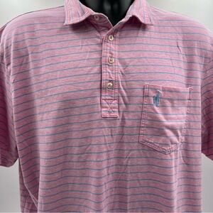 Men’s Johnie-O Neese pink and blue striped polo size XL. Fits large better